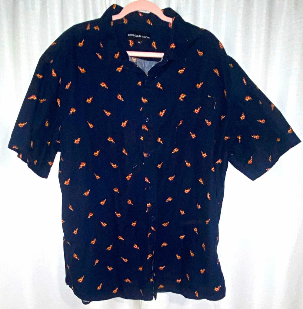 Molokai Surf Co. Men’s 4XL Big & Tall Navy Graphic Print Short Sleeve Button-Up